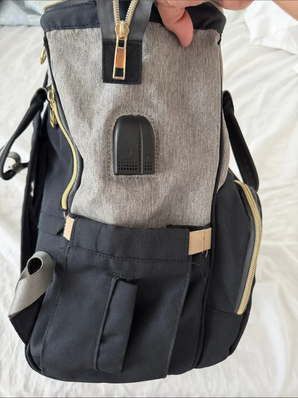 Fawn Design Black and Grey Convertible Diaper Backpack